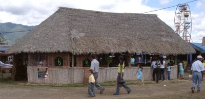 Construccin de casa tpica de la selva con trapiche adentro